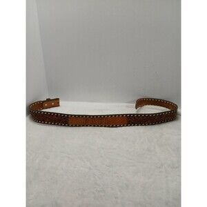 ​Hand-Tooled Leather Belt with Floral Design & White Stitching Custom "PAUL" 36"